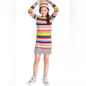 GAP Holiday Stripes Multicolor Girl Rainbow Striped Sweater Dress Metallic XL 12